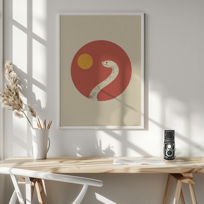 White Snake Framed Art Wall Decor