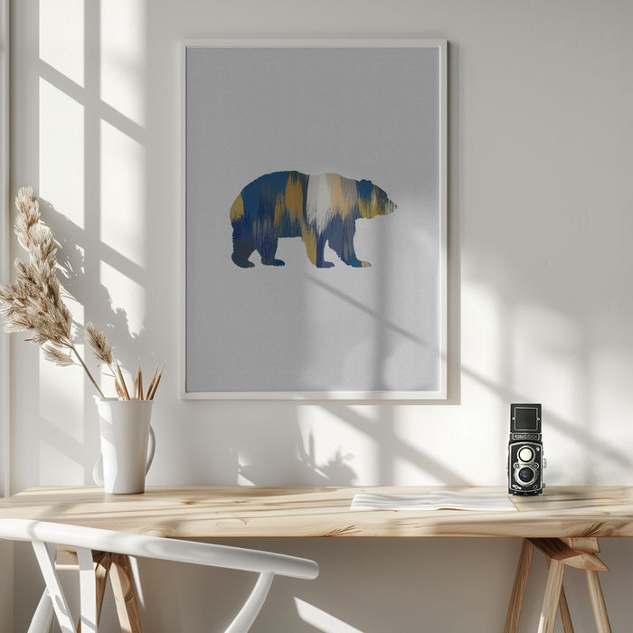 Bear Blue & Yellow Framed Art Wall Decor