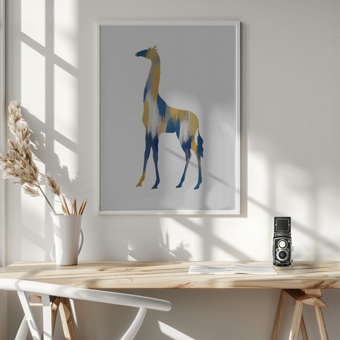 Blue & Yellow Giraffe Framed Art Wall Decor