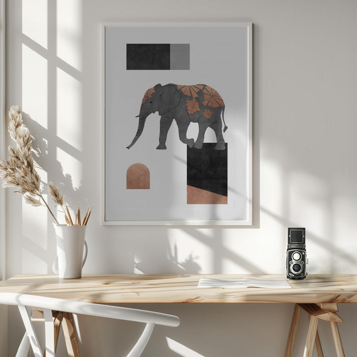 Elephant Mosaic II Framed Art Wall Decor