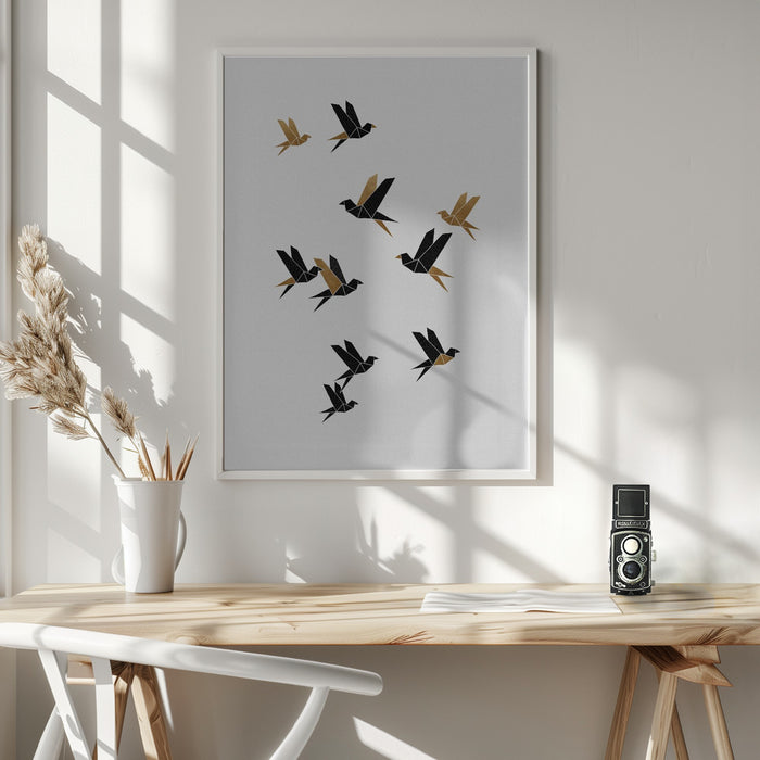 Origami Birds Collage I Framed Art Wall Decor