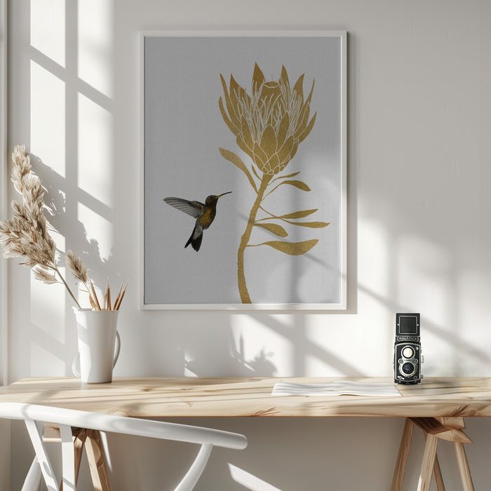 Hummingbird & Flower I Framed Art Wall Decor