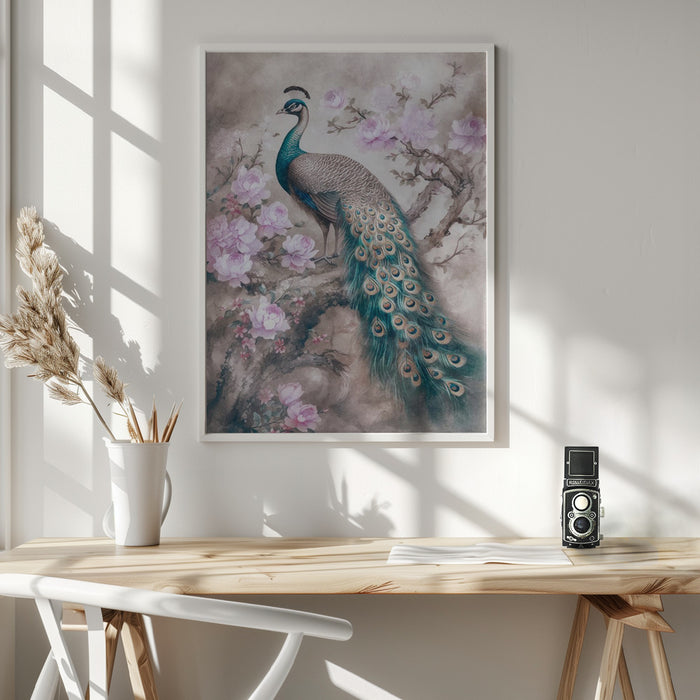 Peacocks Romance Garden Framed Art Wall Decor