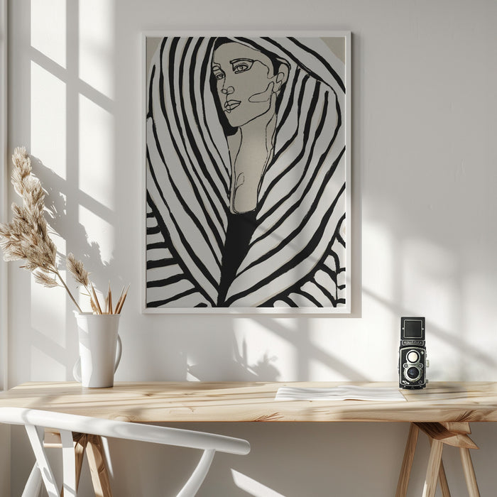 Striped Coat Framed Art Wall Decor