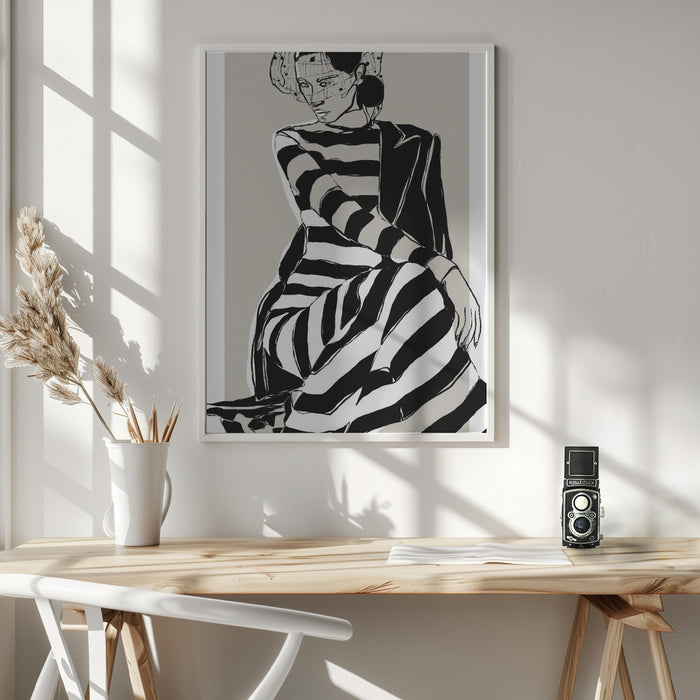 Striped Dress Framed Art Wall Decor