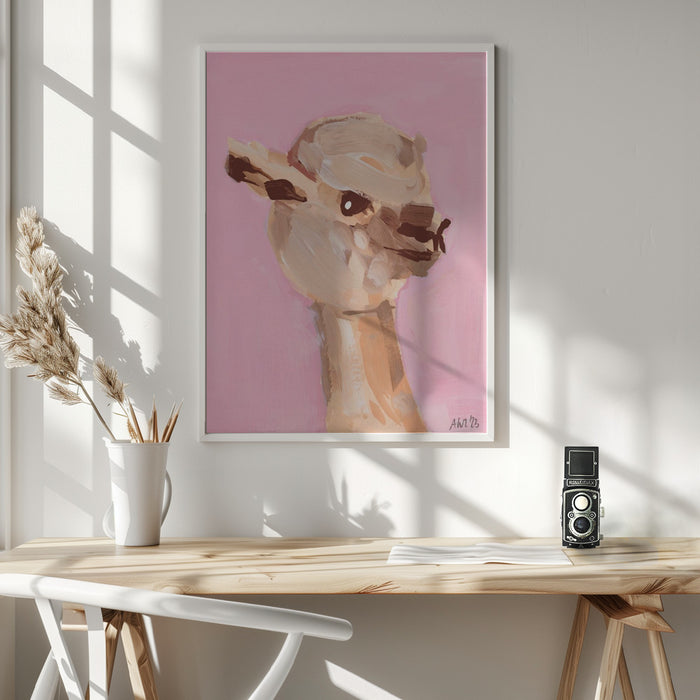 Pastel Pink Alpaca Framed Art Wall Decor