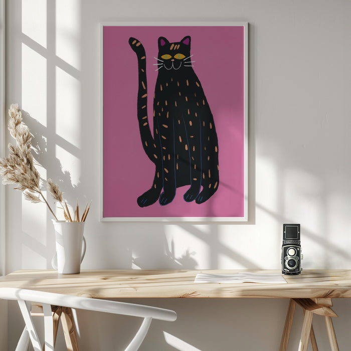 Black cat Framed Art Wall Decor