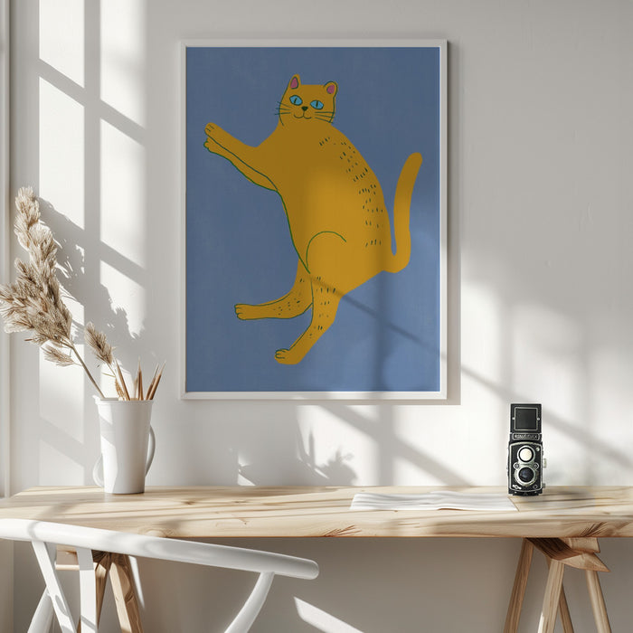 Yellow cat Framed Art Wall Decor