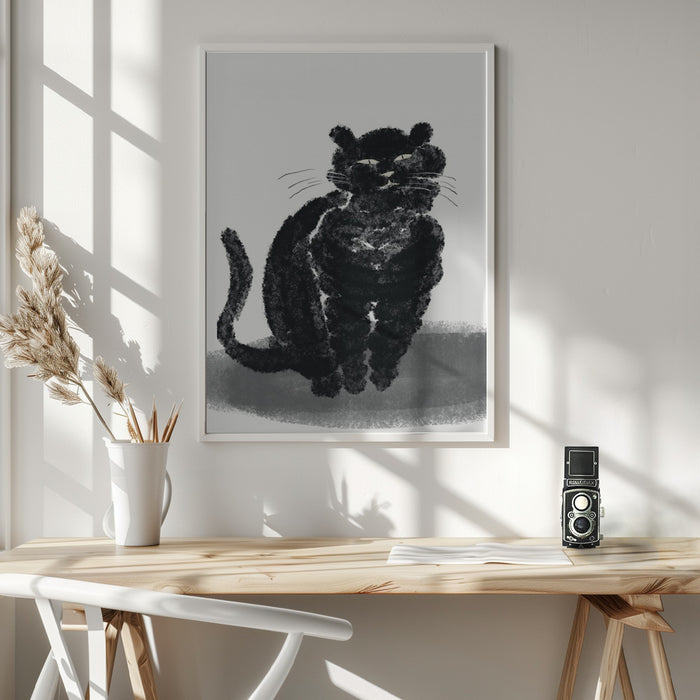 Portrait of a black cat Framed Art Wall Decor