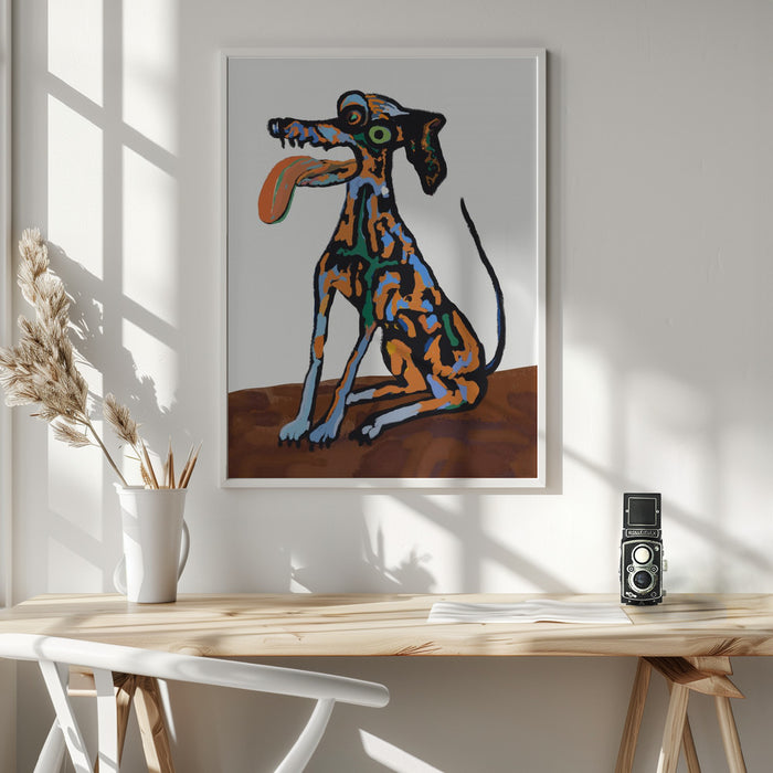 Crazy dog portrait Framed Art Wall Decor