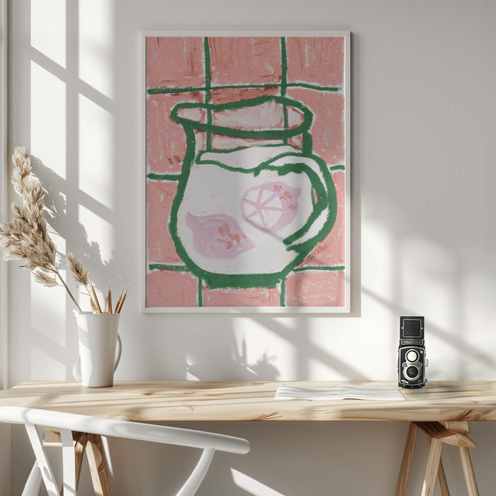 Jug Of Lemonade, peach Framed Art Wall Decor