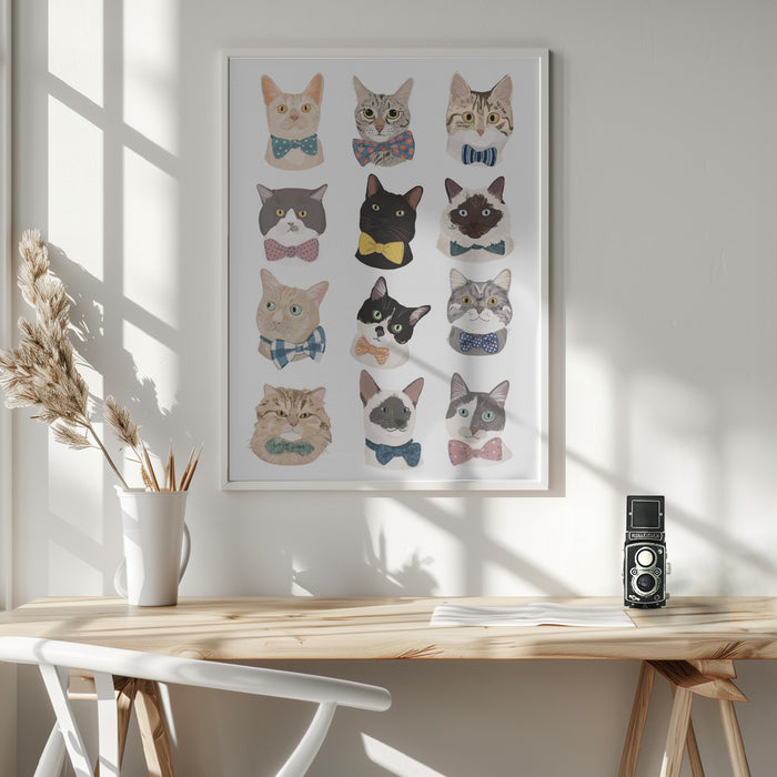 Cats In Bow Tie Framed Art Wall Decor