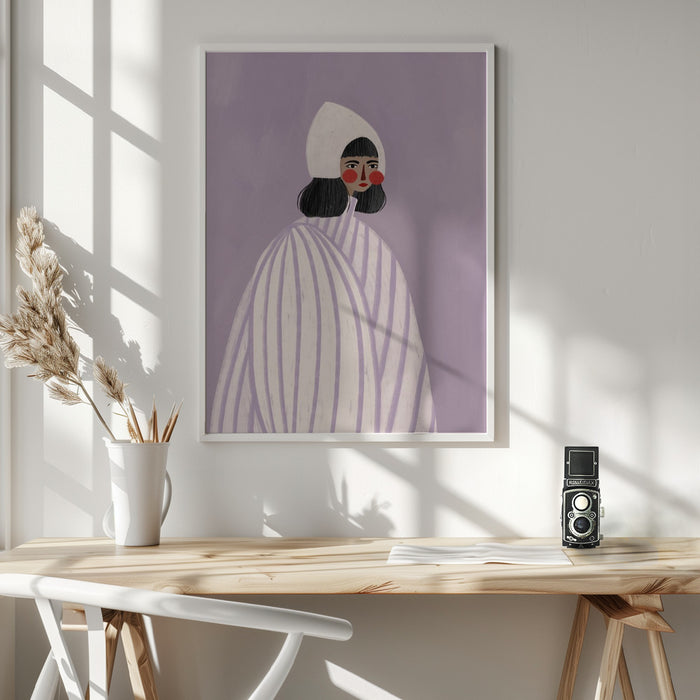 The Woman With the White Hat Framed Art Wall Decor