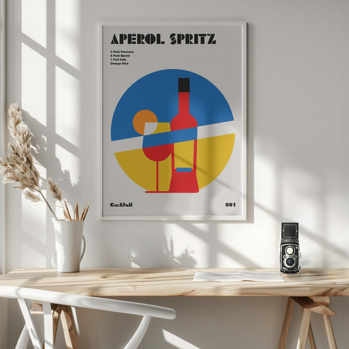 Aperol Spritz Cocktail Bauhaus Art Print Framed Art Wall Decor