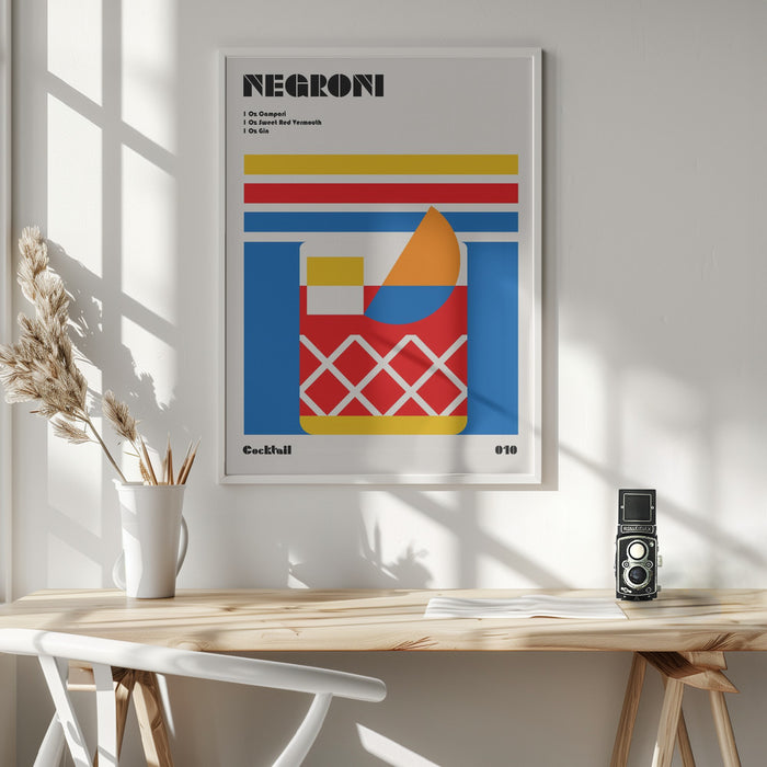 Negroni Bauhaus Cocktail Framed Art Wall Decor