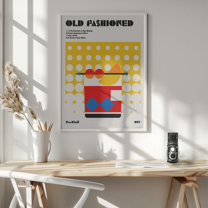 Old Fashioned Bauhaus Cocktail Framed Art Wall Decor