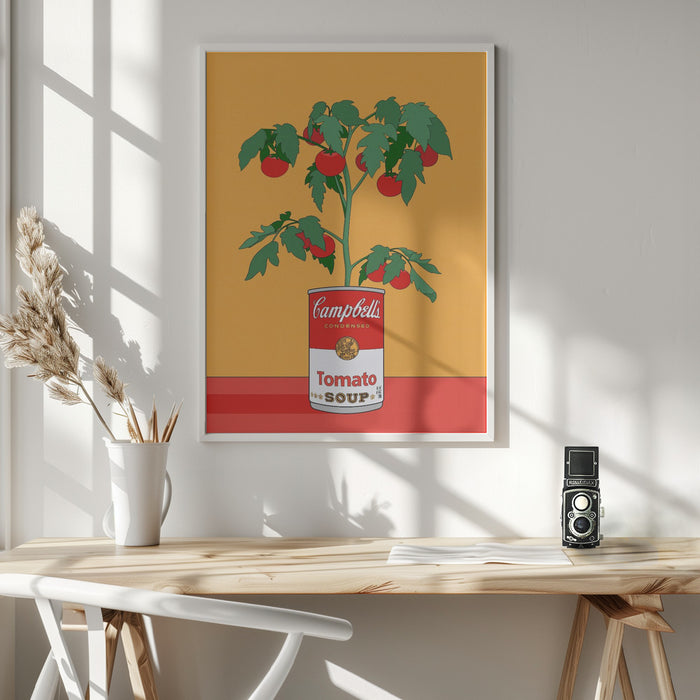 Campbells Soup Tomato Plant Retro Illustration Framed Art Wall Decor