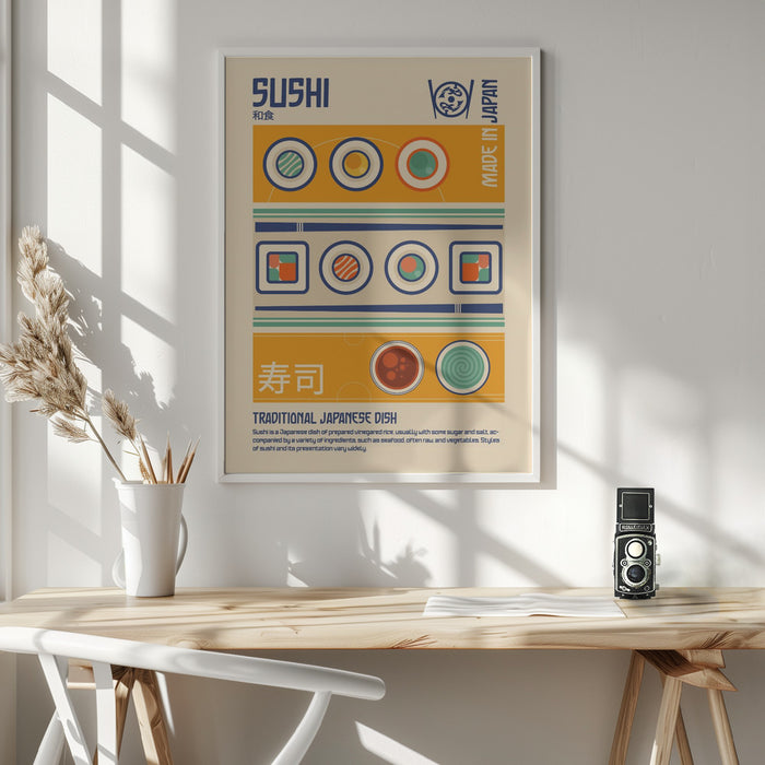 Sushi Japanese Food Print Framed Art Wall Decor