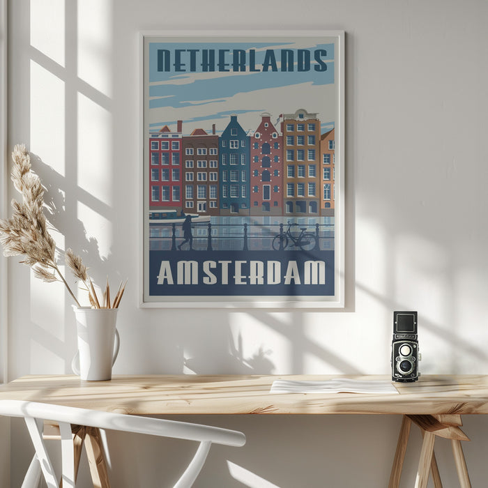 Amsterdam Travel Print Framed Art Wall Decor