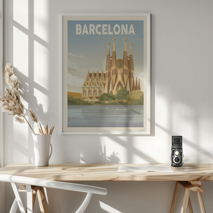 Barcelona Travel Print Framed Art Wall Decor