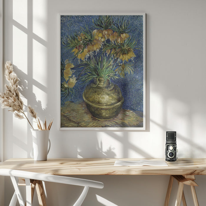 Vincent Van Gogh's Imperial Fritillaries In a Copper Vase (1887) Framed Art Wall Decor