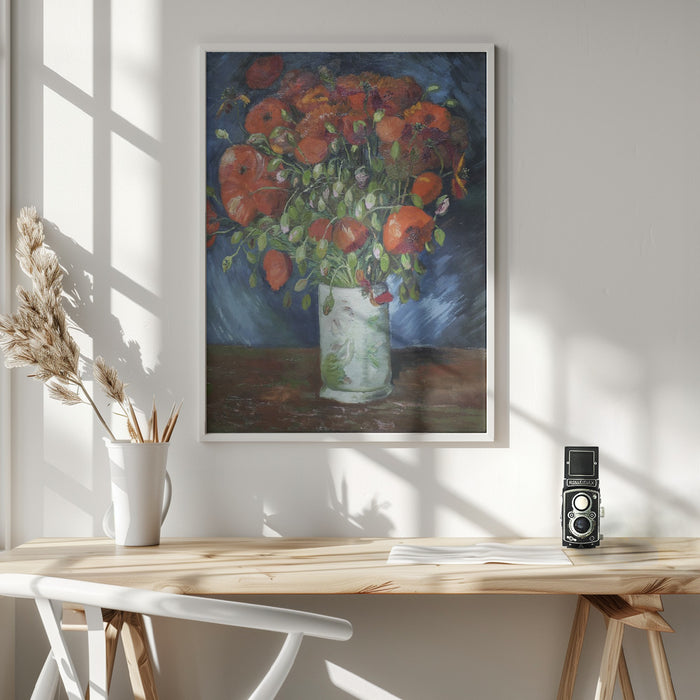 Vincent Van Gogh's Vase With Poppies (1886) Framed Art Wall Decor