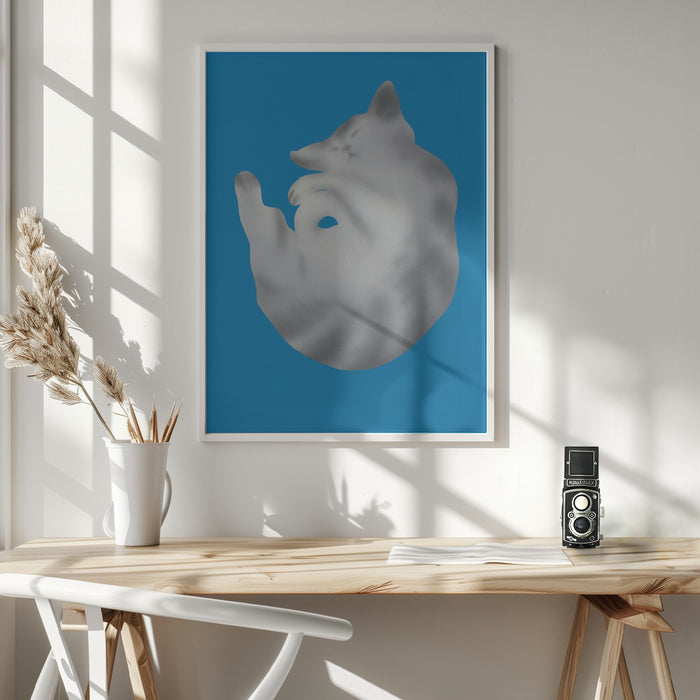 Silver cat portrait Framed Art Modern Wall Decor