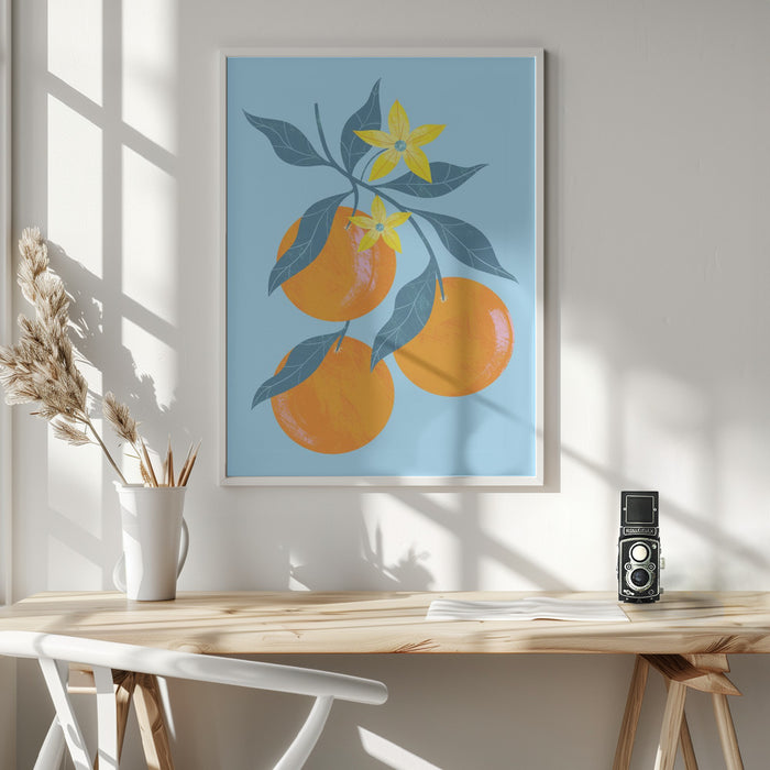 Orange Branch Framed Art Wall Decor