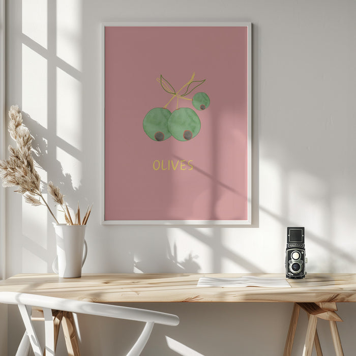 Olives in Pink Framed Art Wall Decor