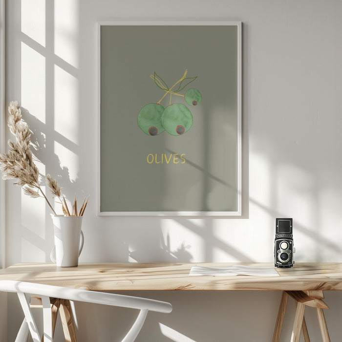 Olives in Green Framed Art Wall Decor