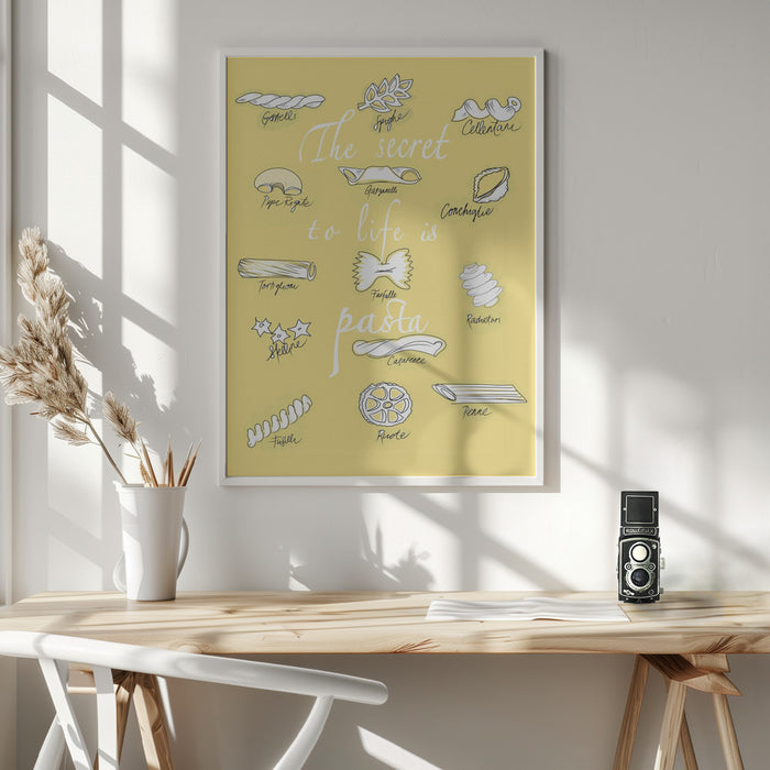 The Secret To Life Is Pasta Framed Art Wall Decor