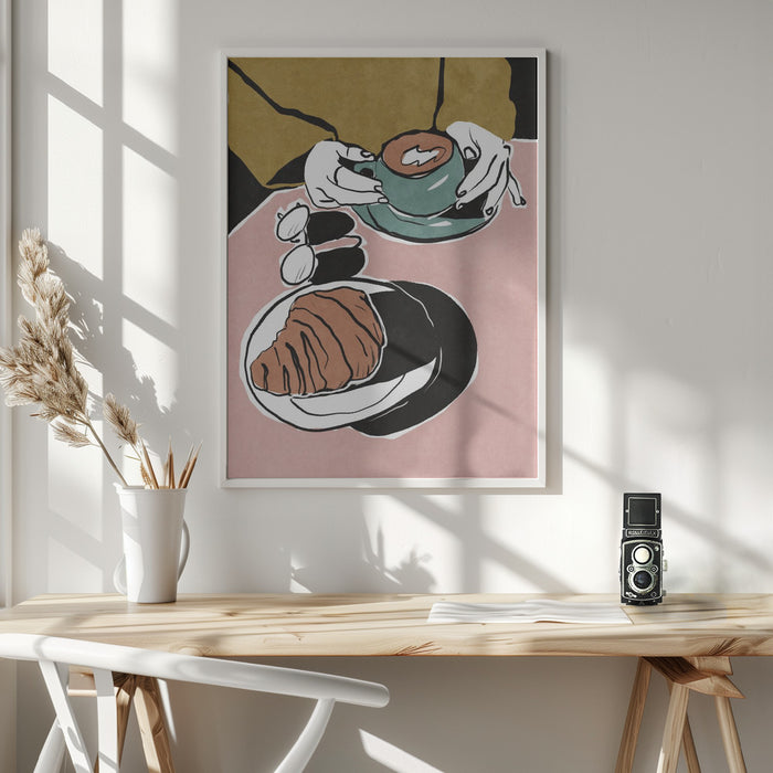 Croissant et café au lait Framed Art Wall Decor