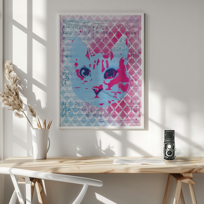 Musical Cat Framed Art Wall Decor