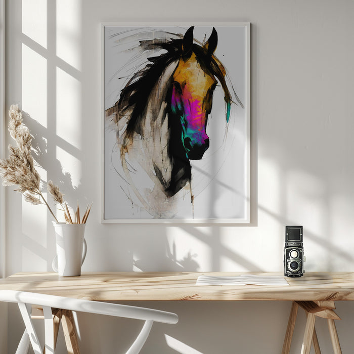 Horse Wild Tribal Illustration Art 01 Framed Art Modern Wall Decor