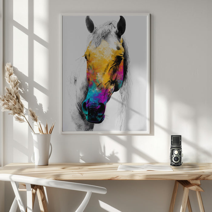 Horse Wild Tribal Illustration Art 08 Framed Art Wall Decor