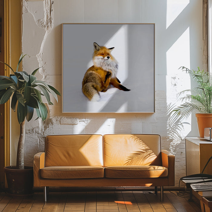 Winterfox Square Canvas Art Print