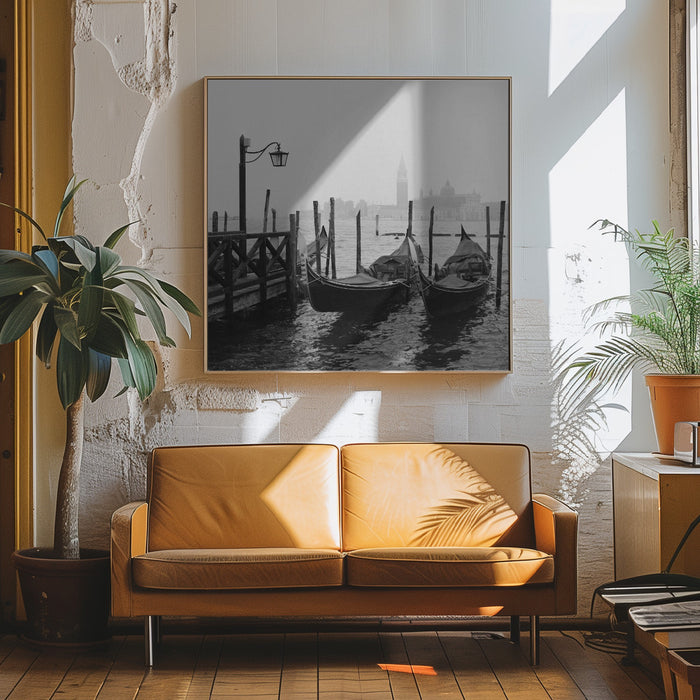 Morning in Venice Square Canvas Art Print