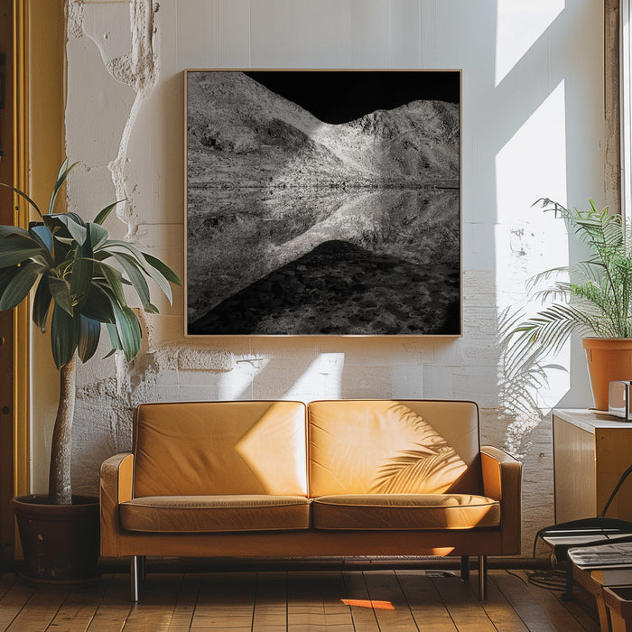 Reflection Below the Pass Square Canvas Art Print