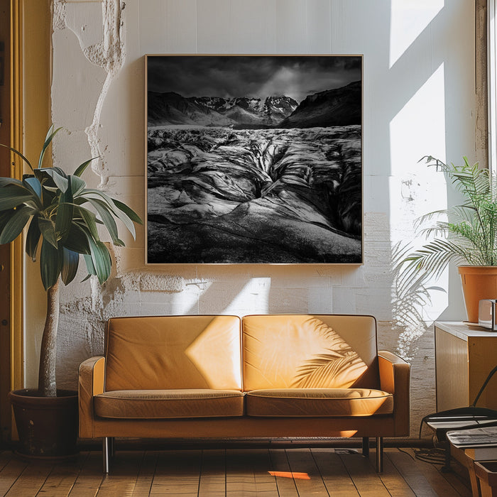 The Black Glacier Square Canvas Art Print