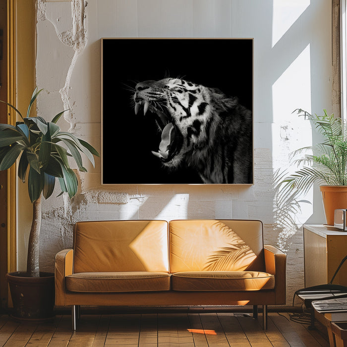 Primal Yawn #4 Square Canvas Art Print