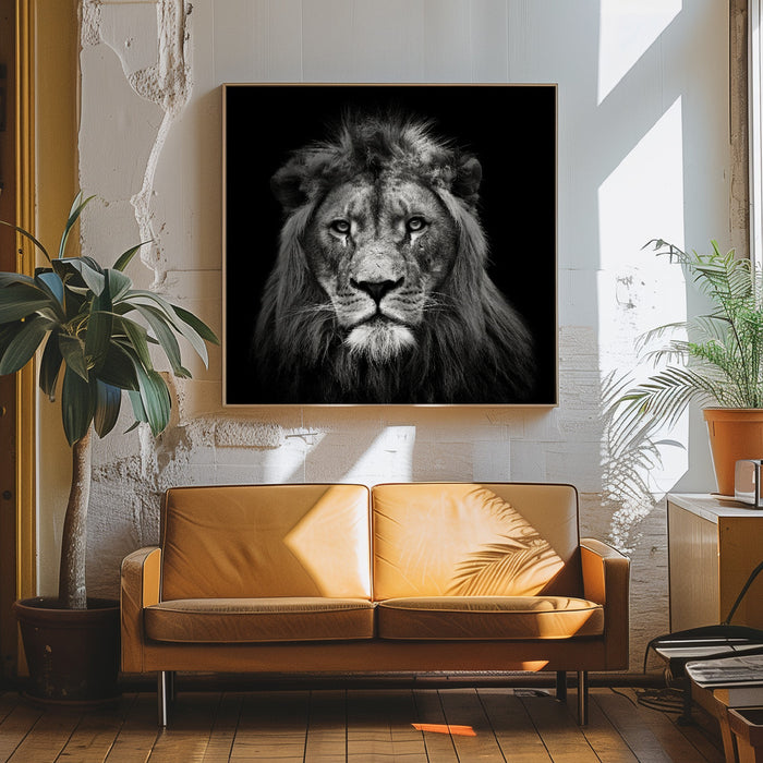 Young Male Lion Square Canvas Art Print