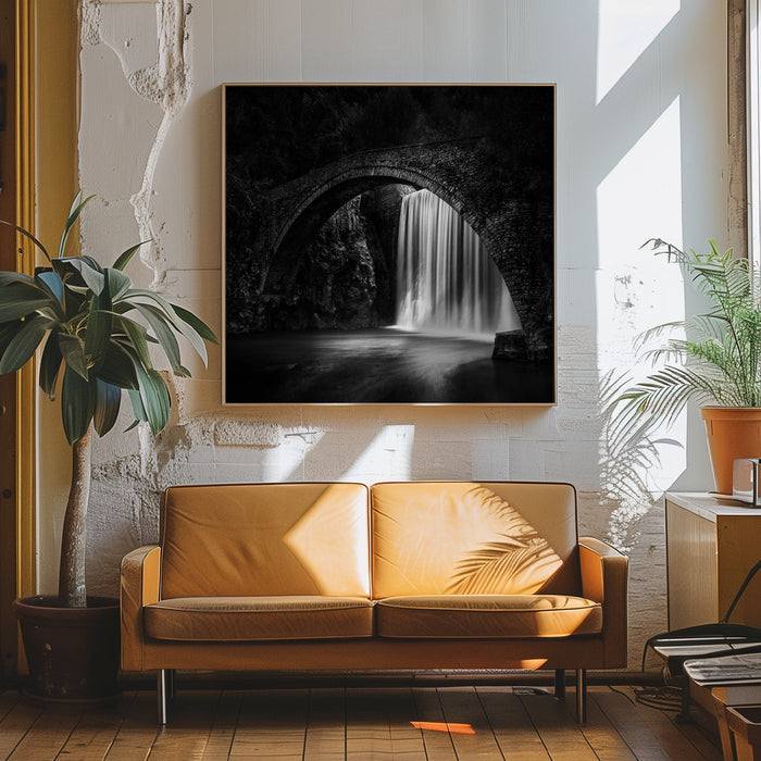 Paleokaria Waterfall Square Canvas Art Print