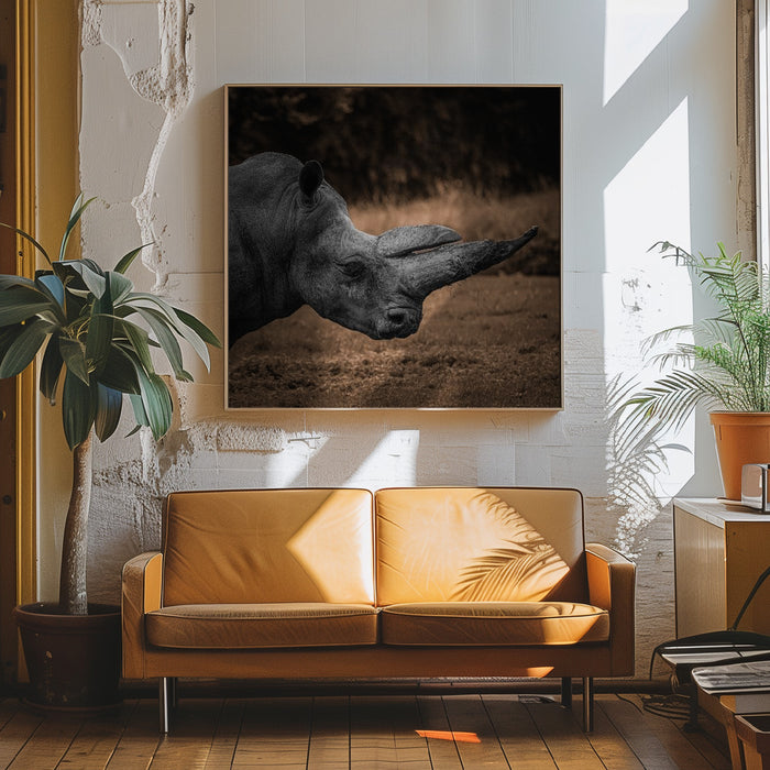 Rhinoceros Square Canvas Art Print