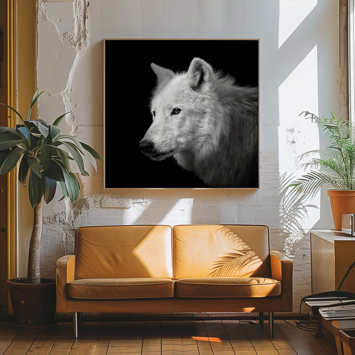 White Wolf #2 Square Canvas Art