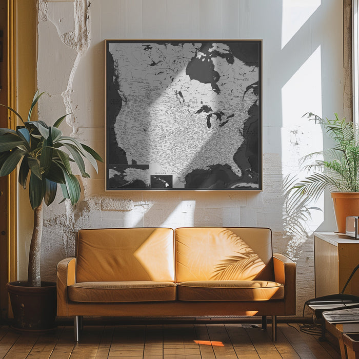 Highly detailed map of the United States, Olson Square Canvas Art Print