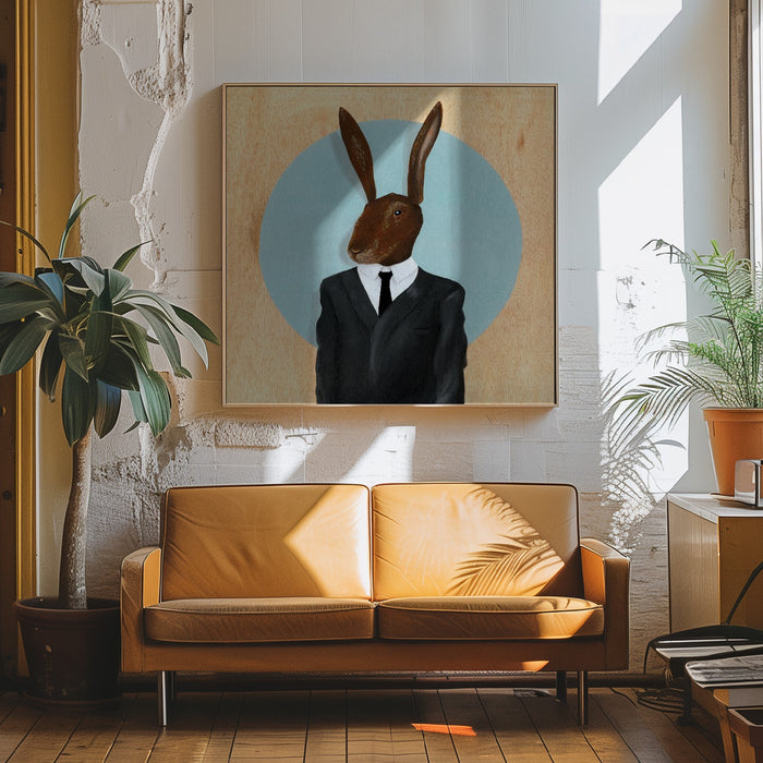 David Lynch Rabbit Square Canvas Art