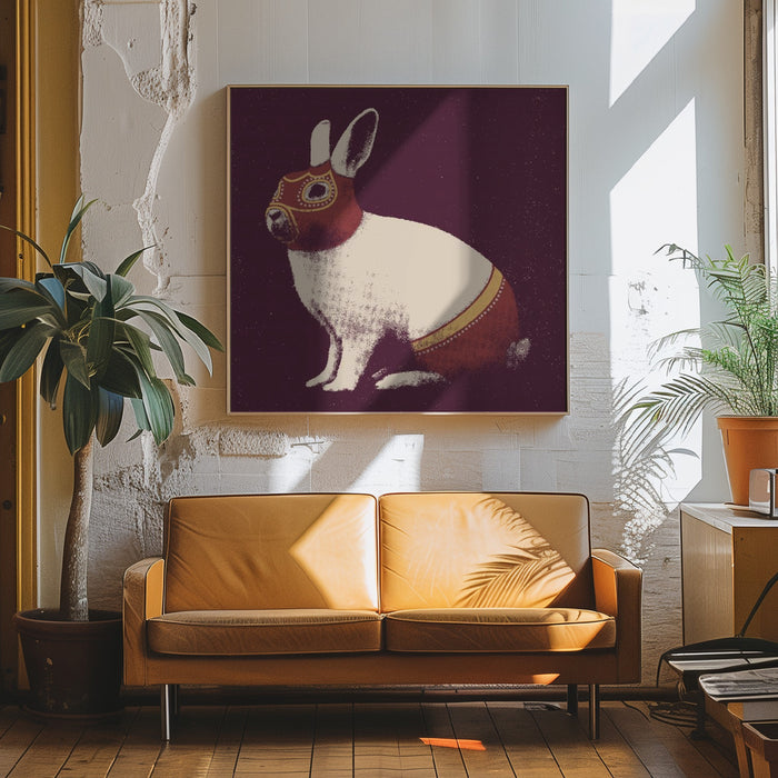 Lapin Catcheur Square Canvas Art