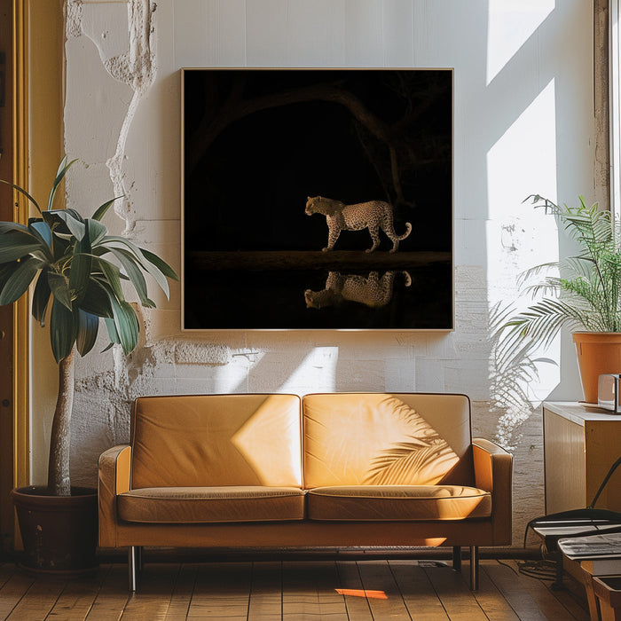 Inverted reflection in water Square Canvas Art Print