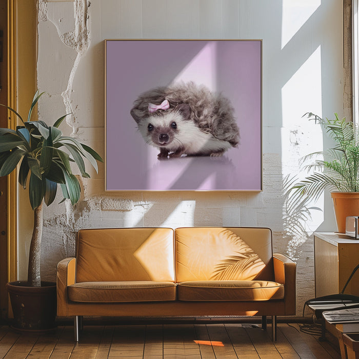 Curvy Hedgehog Square Canvas Art Print