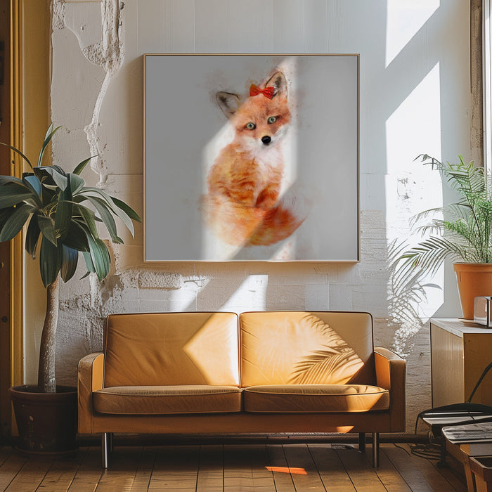 Baby Fox Square Canvas Art